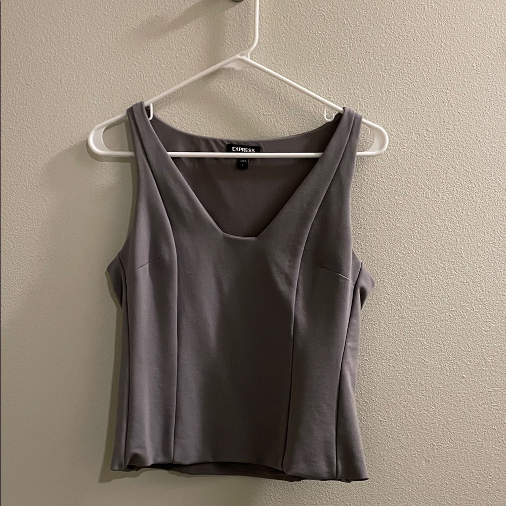 Express Slate Gray V-Neck Sleeveless Tank